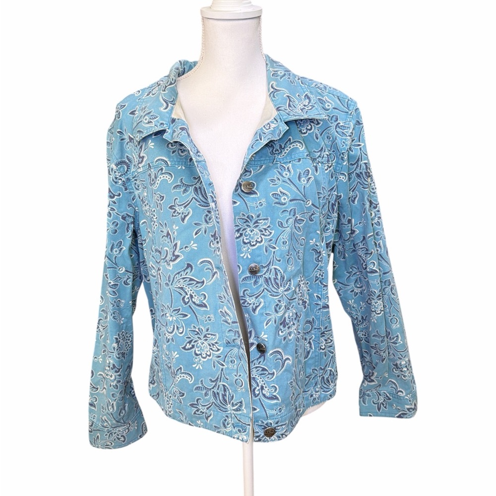 L.L. Bean Blue Floral Jean Jacket